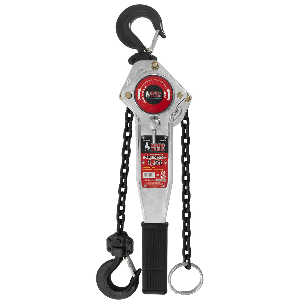 POLIPASTO PALANCA 1.5T X 1.5MT CROMADO