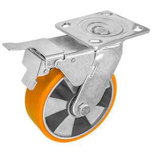 RODAJA ALUMINIO PU NAR GIRAT / FRENO 6"