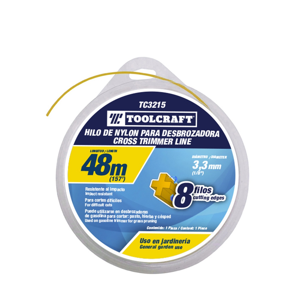 HILO DE NYLON P/DESBROZADORA3.3MM (.130") 48M TIPO DONA