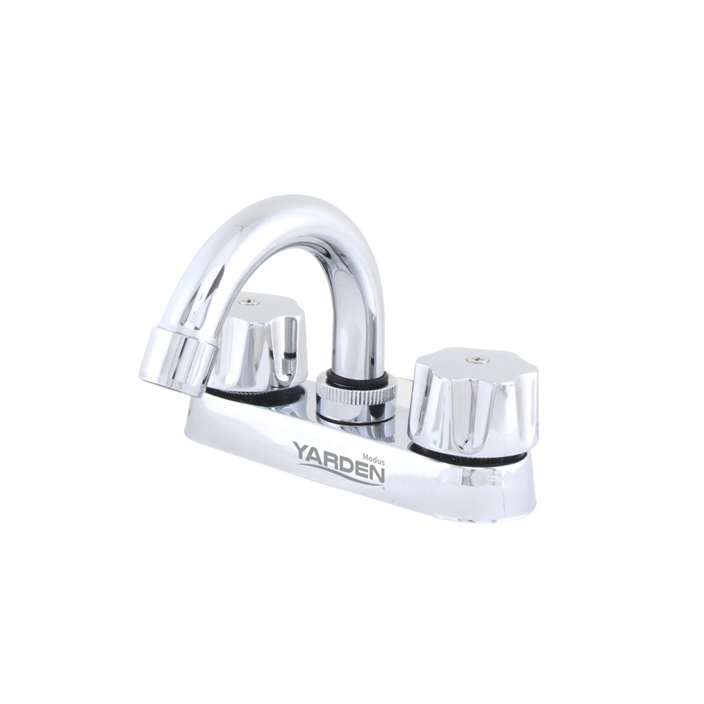 MEZCLADORA LAVABO 4" CUELLO CURVO MANERAL REDONDO