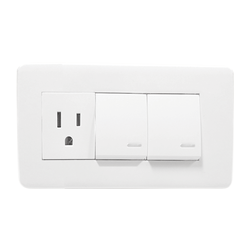 APAGADOR DOBLE Y CONTACTO CON PLACA BLANCA 24 mm