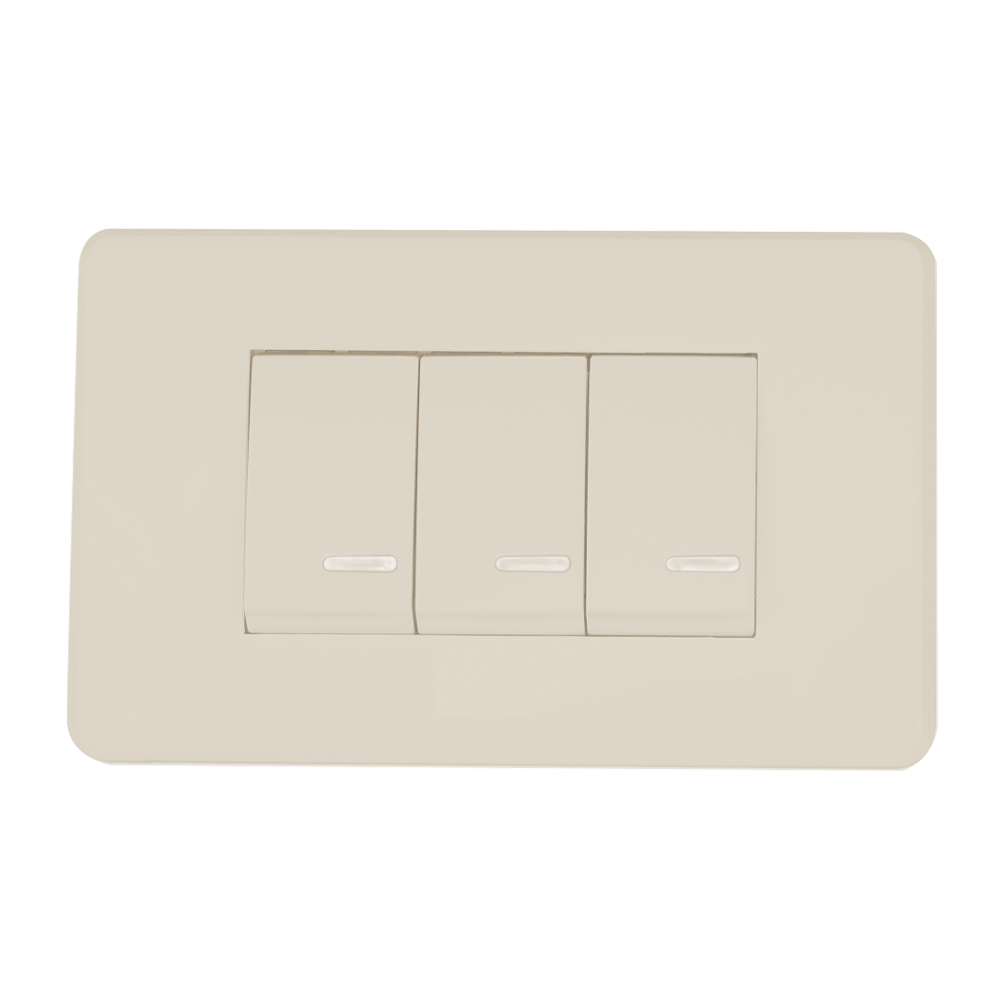 APAGADOR TRIPLE CON PLACA MARFIL 24 mm 10 A  250 V