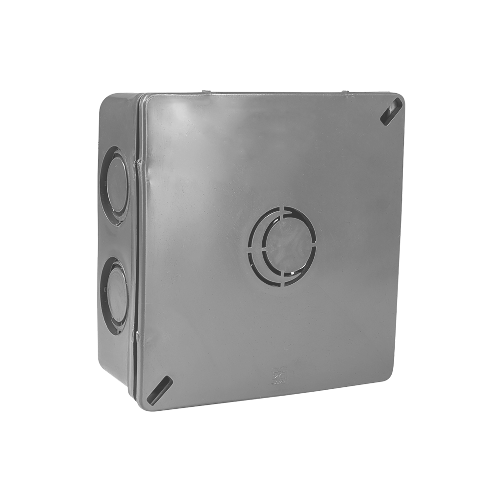 CAJA CUADRADA CON TAPA DE PVC 3X3 GRIS