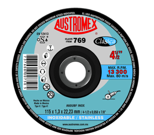 DISCO CORTE ACERO INOXIDABLE AUSTROMEX CLASICA 4 1/2 x 0.050 x 7/8"