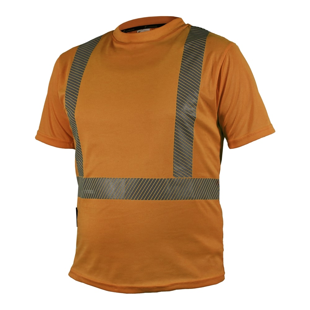 CAMISA ECOFRIENDLY CUELLO REDONDO ANARANJADA C/REFLEJANTE T XG.