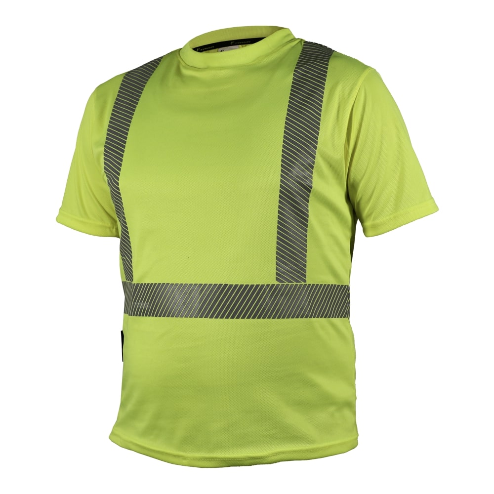 CAMISA ECOFRIENDLY CUELLO REDONDO AMARILLA C/REFLEJANTE T 2XG.