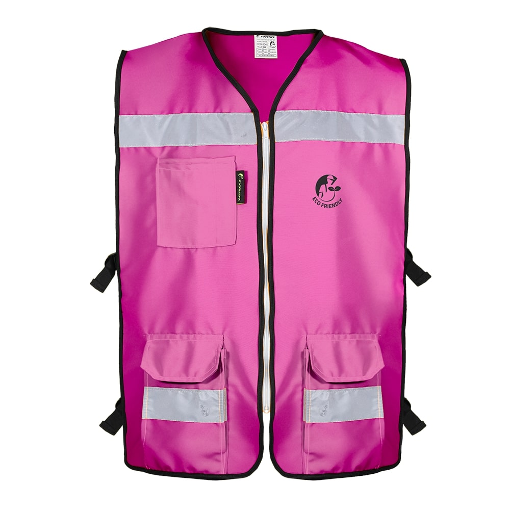 CHALECO RESCATISTA ABIERTO ROSA ALGODON/POLIESTER CON REFLEJANTE TALLA MD