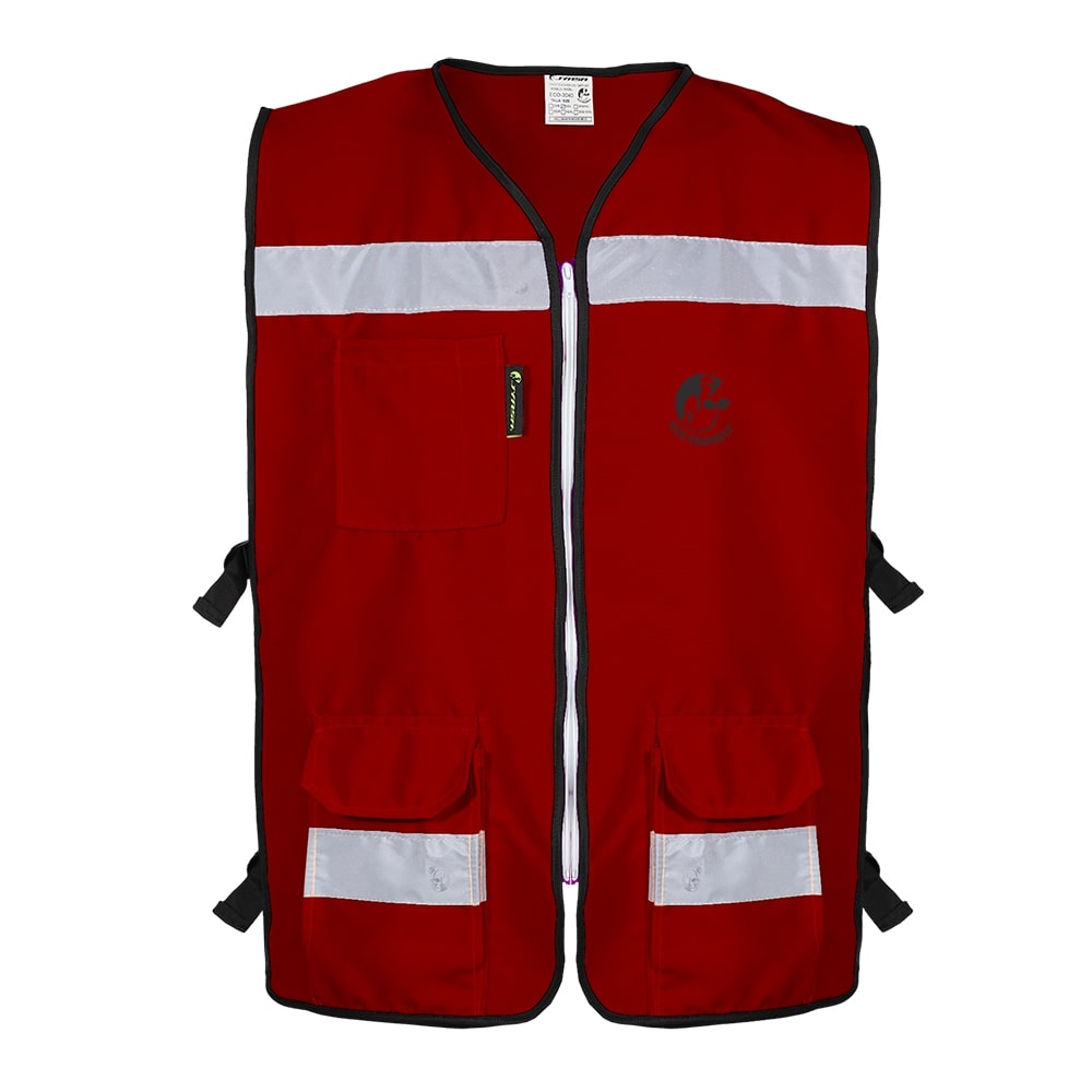 CHALECO RESCATISTA ABIERTO GUINDO ALGODON/POLIESTER CON REFLEJANTE TALLA 2XG
