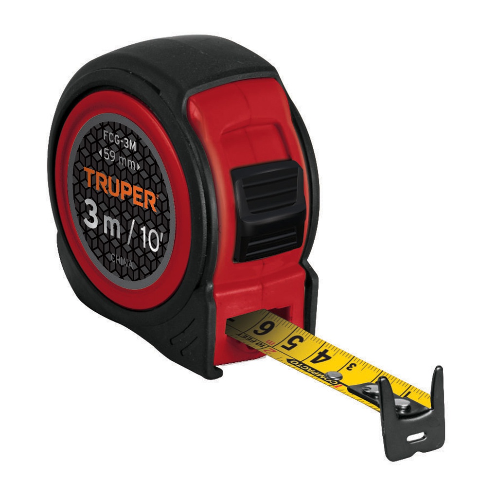Flexometro compacto contra impactos 3 m cinta 16 mm, Truper