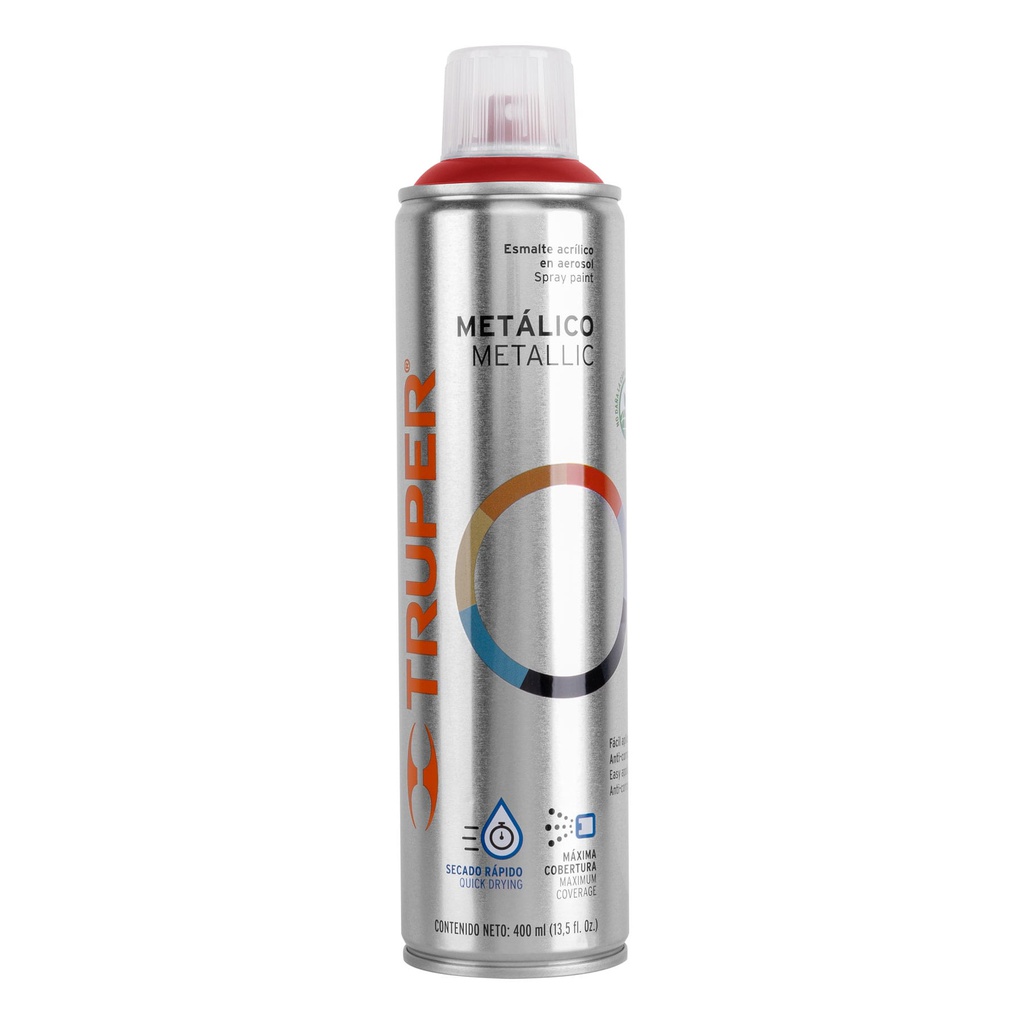 Pintura en aerosol, rojo metalico, bote esbelto, 400 ml