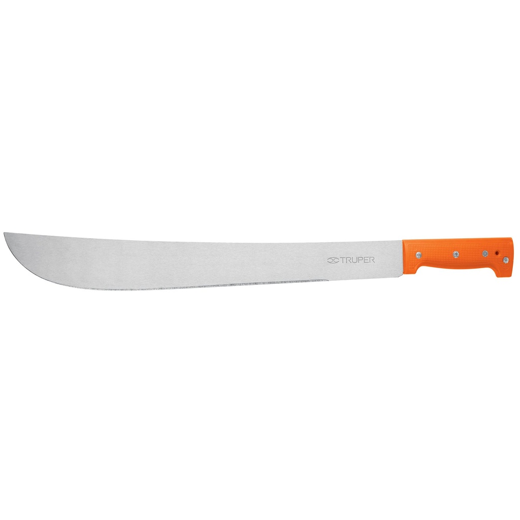 Machete estandar 18' cacha naranja remachada, en bolsa