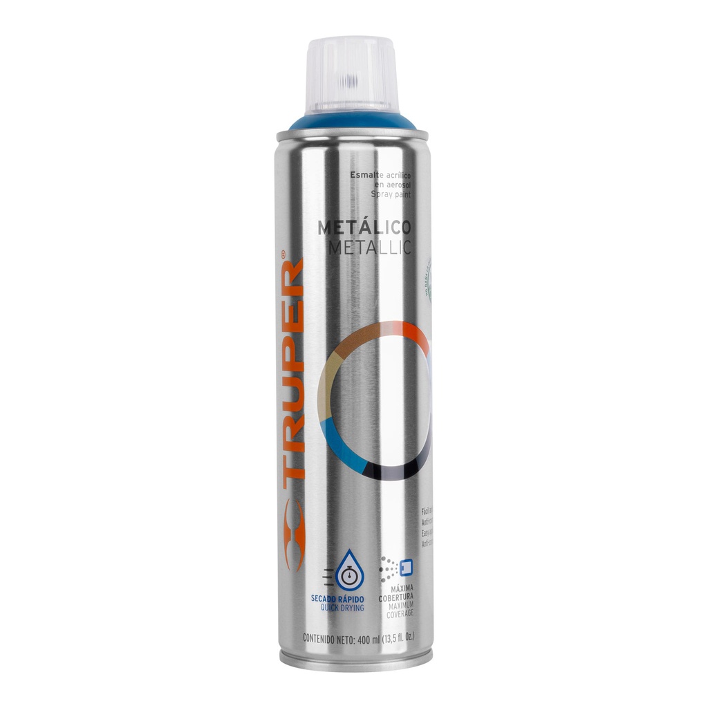 Pintura en aerosol, azul metalico, bote esbelto, 400 ml