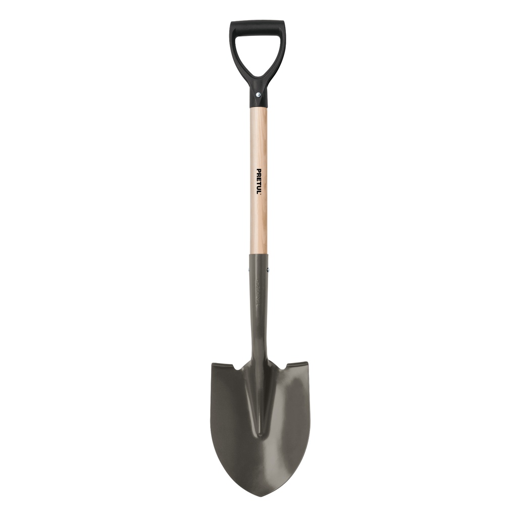 Pala redonda, puño 'D', mango 28-1/2', Pretul