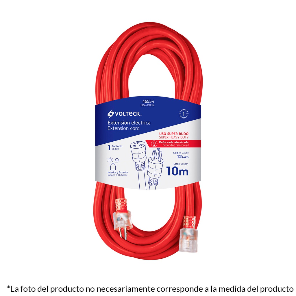 Extension reforzada aterrizada 30 m 3x12 AWG, Volteck