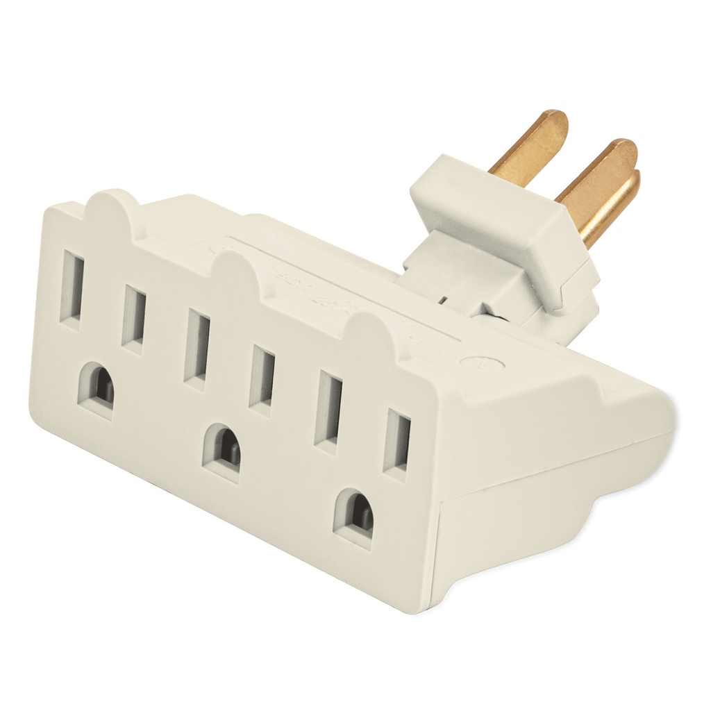 Multicontacto triple aterrizado, tipo bisagra, Volteck