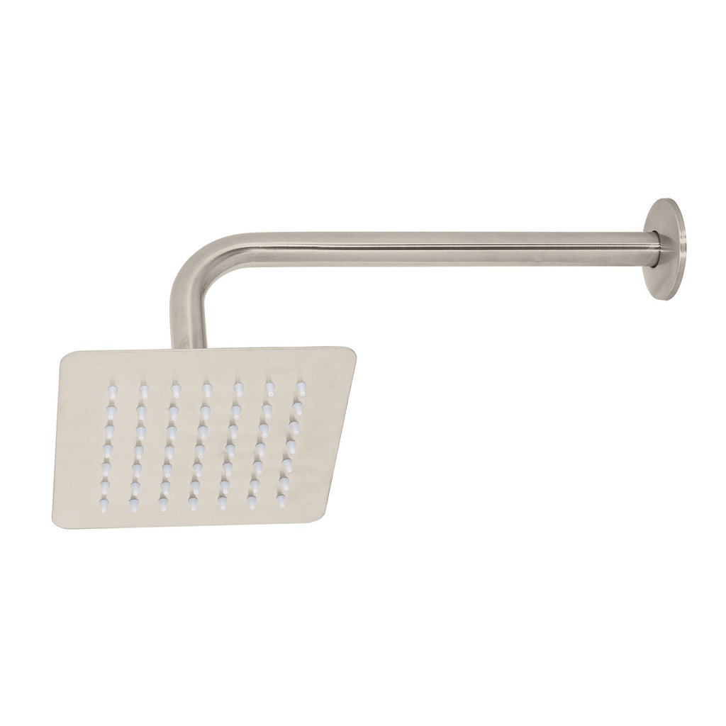 Regadera cuadrada 6', acero inox, con brazo, satin, Tubig