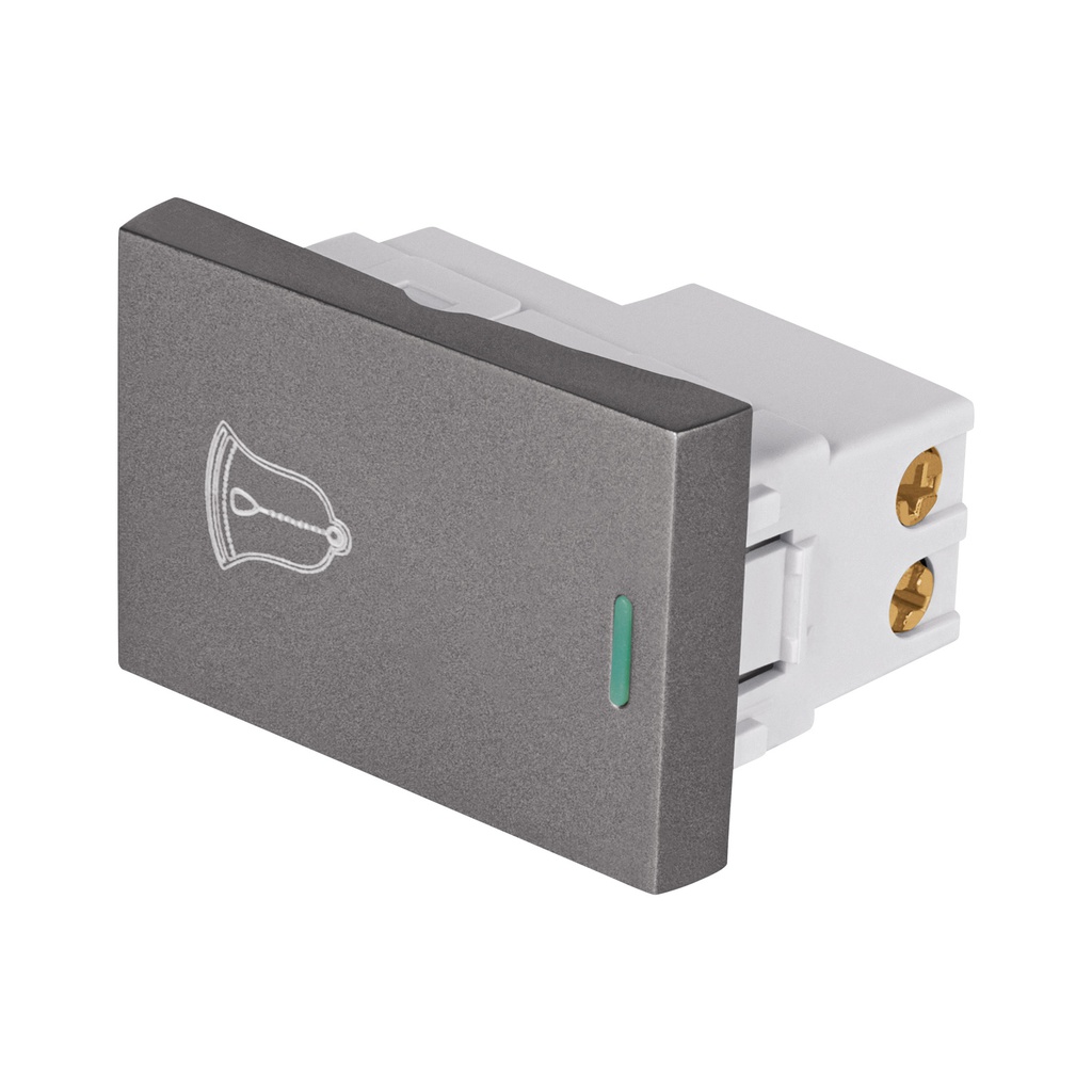 Interruptor timbre acero inox de 1.5 modulos, linea Lisboa