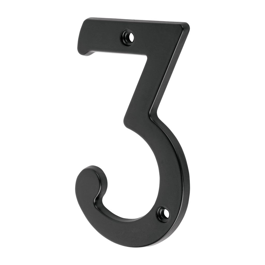 Numero 3 de laton solido 4', negro,  Hermex