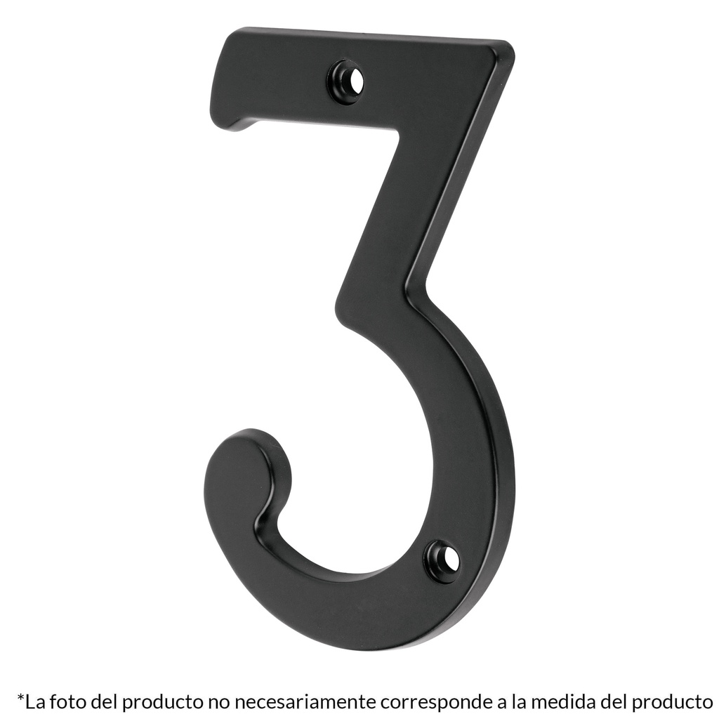 Numero 7 de laton solido 4', negro,  Hermex