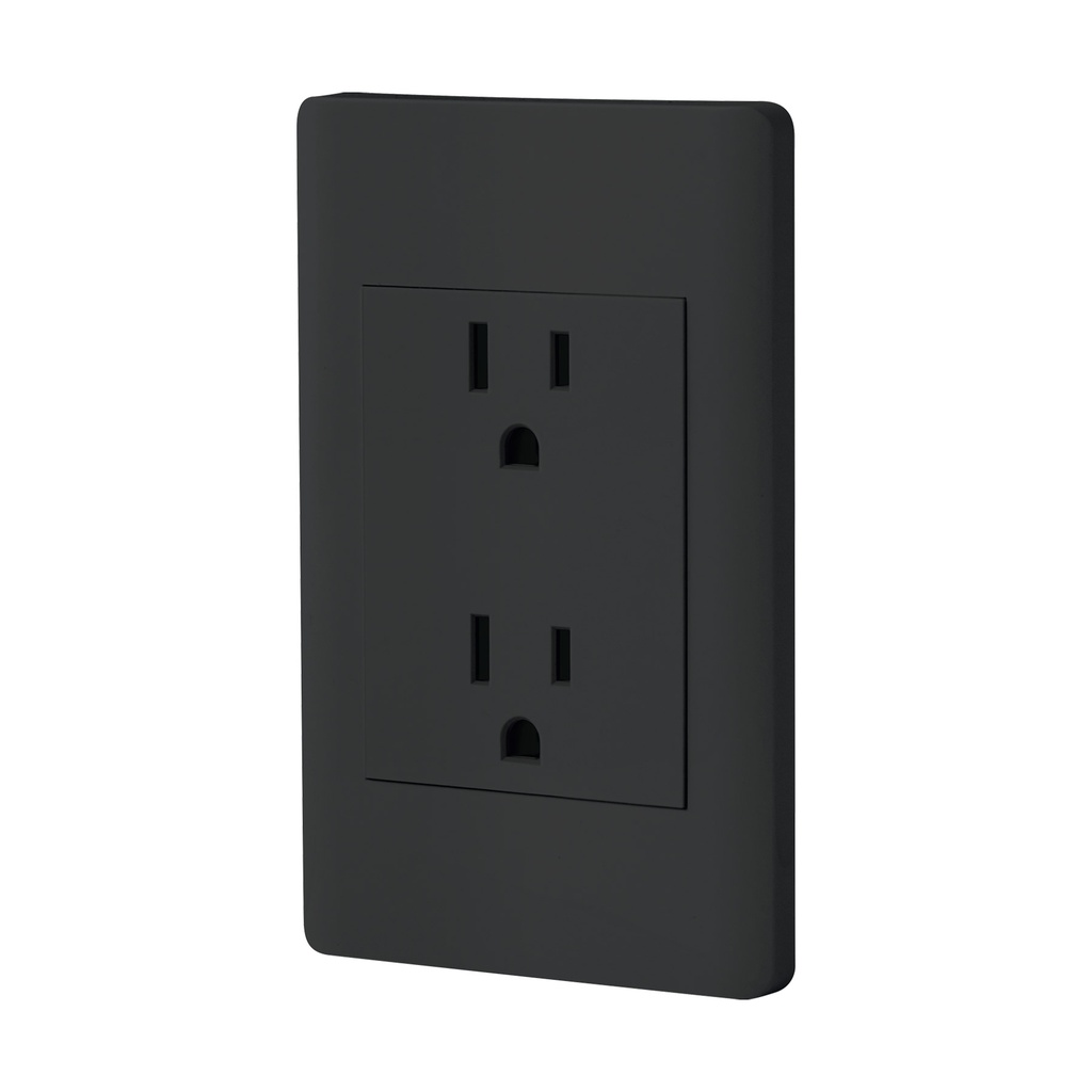 Placa armada negra contacto duplex 3 modulos, Lisboa