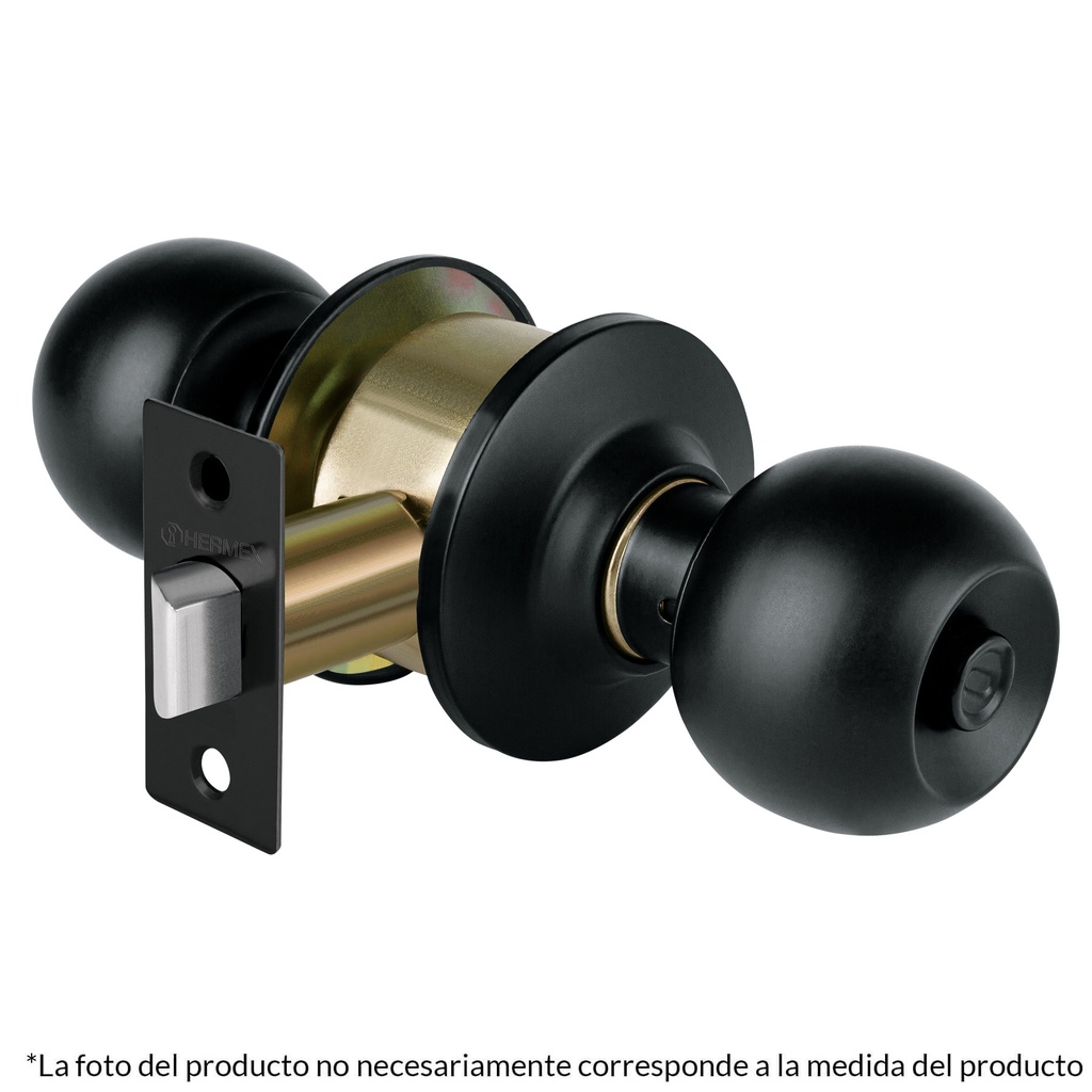 Cerradura pomo, negro, esfera, entrada, Hermex