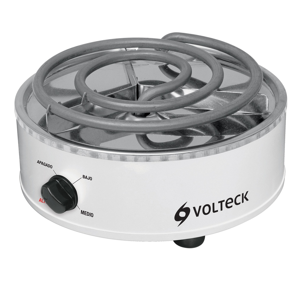 Parrilla electrica redonda 1 quemador espiral negra, Volteck