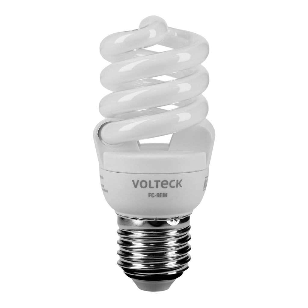 Lampara espiral mini T2 9 W luz calida en blister, Volteck