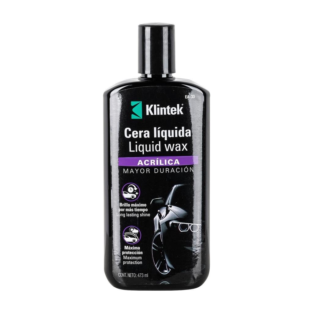 Cera liquida acrilica para auto, 473 ml, Klintek