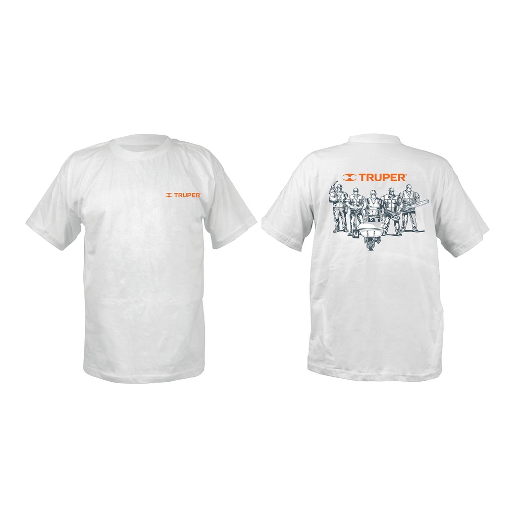 Playera cuello redondo para hombre, blanca, G, Truper