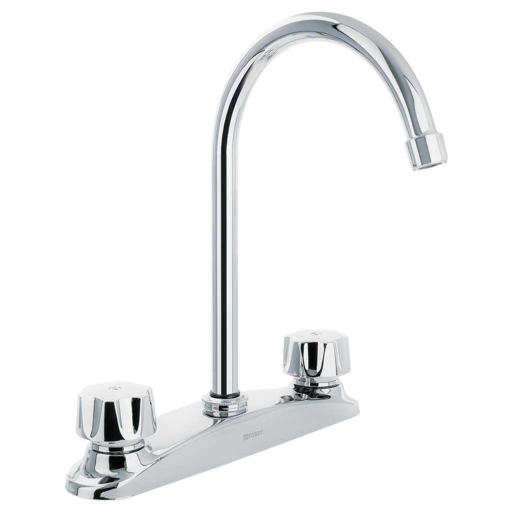  Mezcladora inox 8' p/fregadero, manerales hexagonal, Aqua
