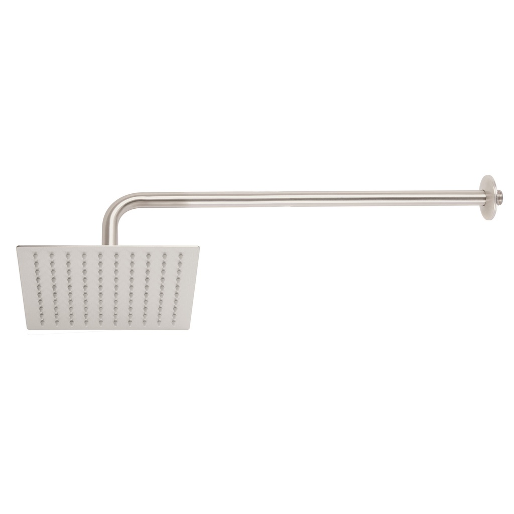 Regadera satin 8' plato cuadrado delgado con brazo, Riviera