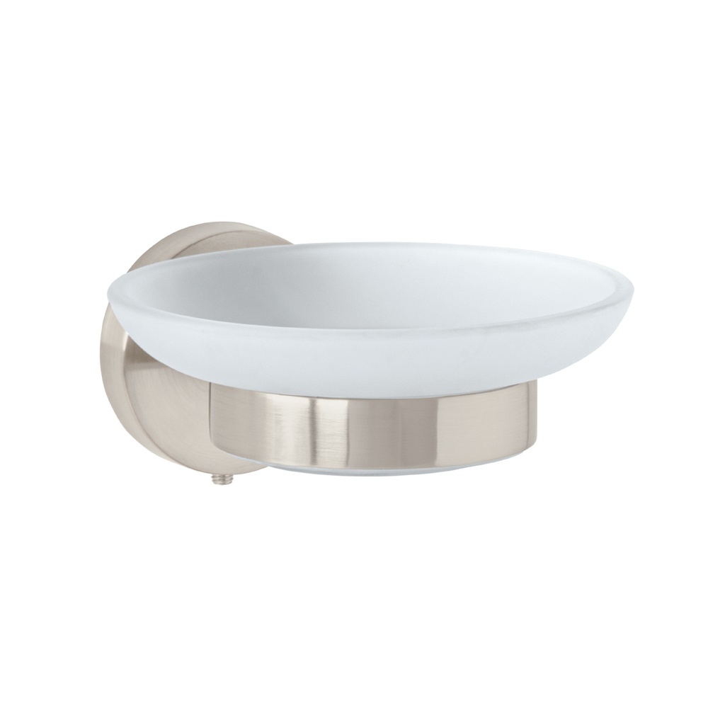 Jabonera metalica satin con plato de vidrio, Foset Tubig