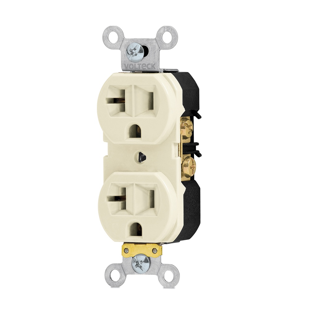 Contacto duplex, 2 polos 3 hilos, 20 A, Standard, marfil