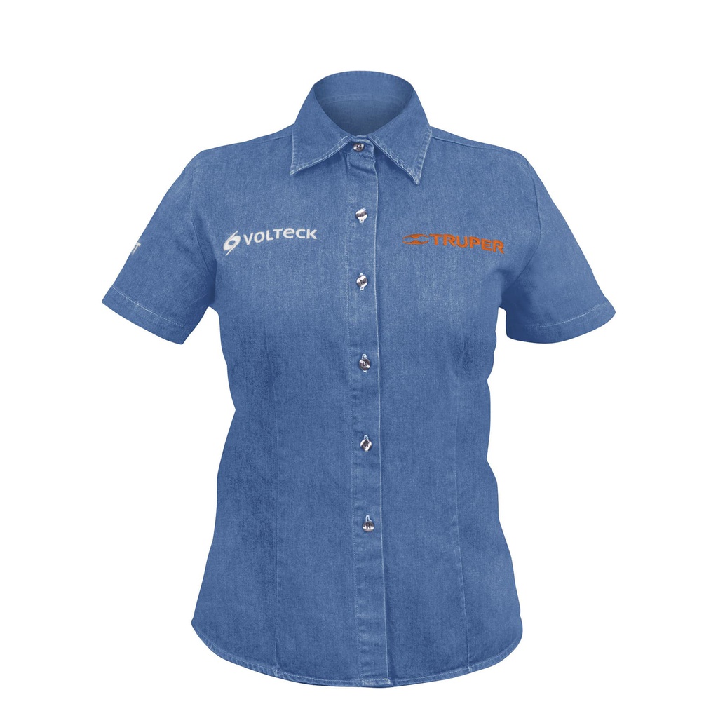 Camisa de mezclilla manga corta para mujer, EEG, Truper