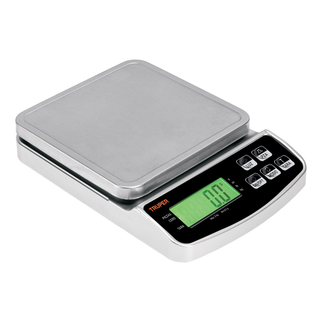 Bascula electronica de precision, recargable, 3 kg, Truper