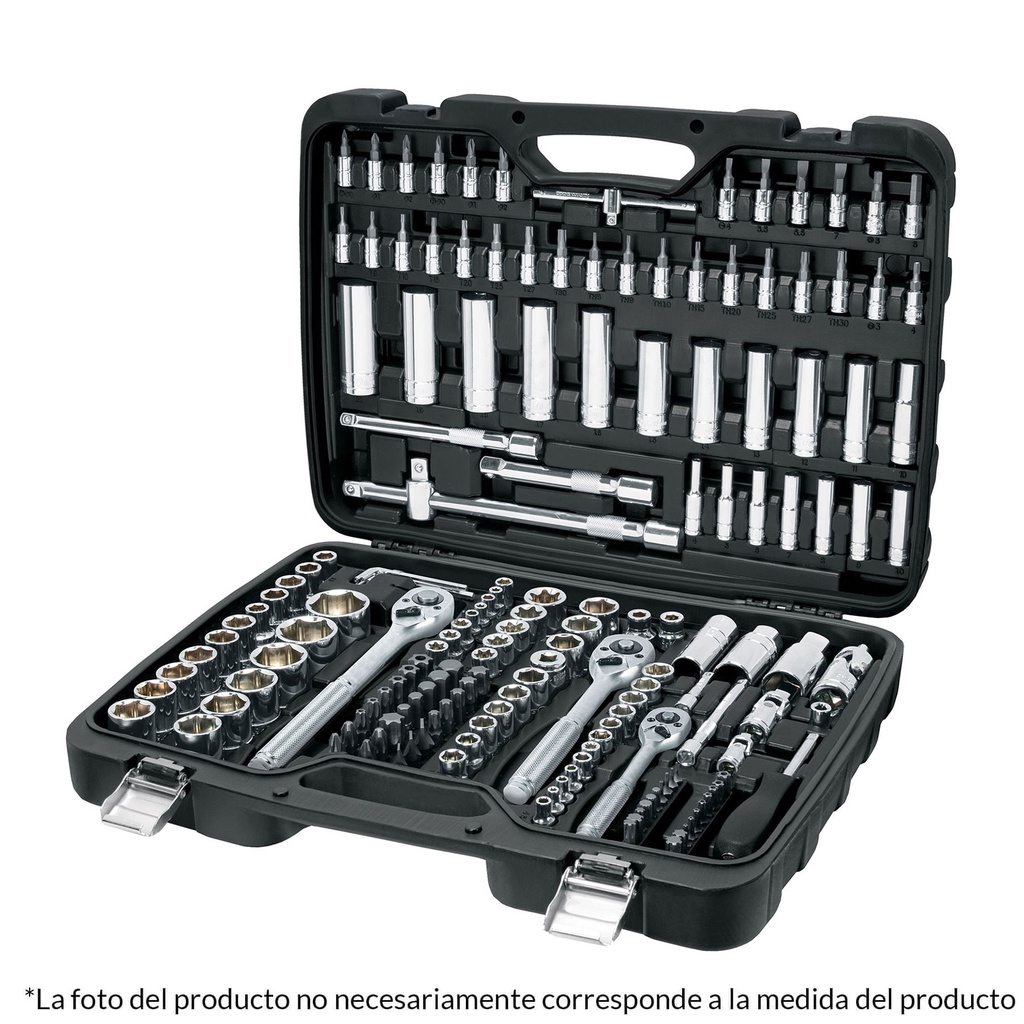 Juego de 172 herramientas 1/4', 3/8' y 1/2' mm p/mecanico