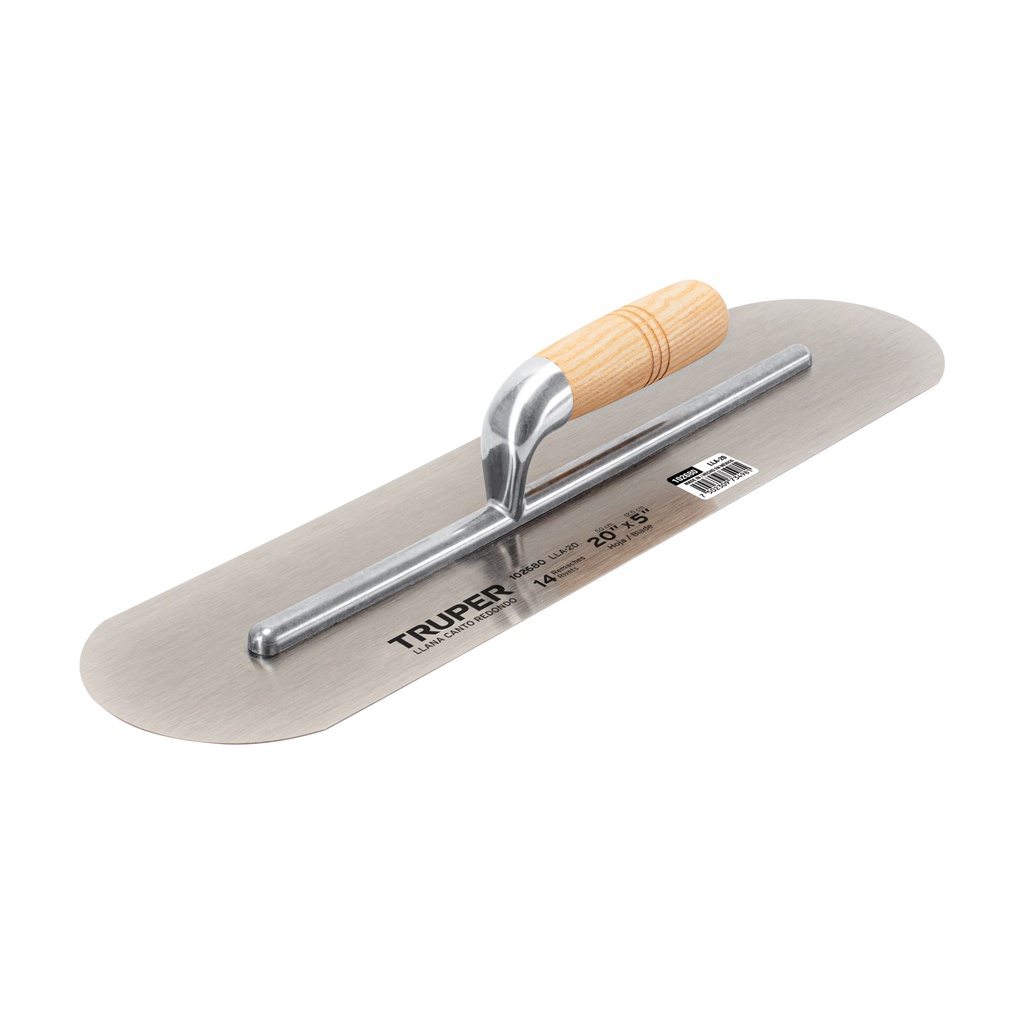 Llana canto redondo 20' x 5' con mango de madera, Truper