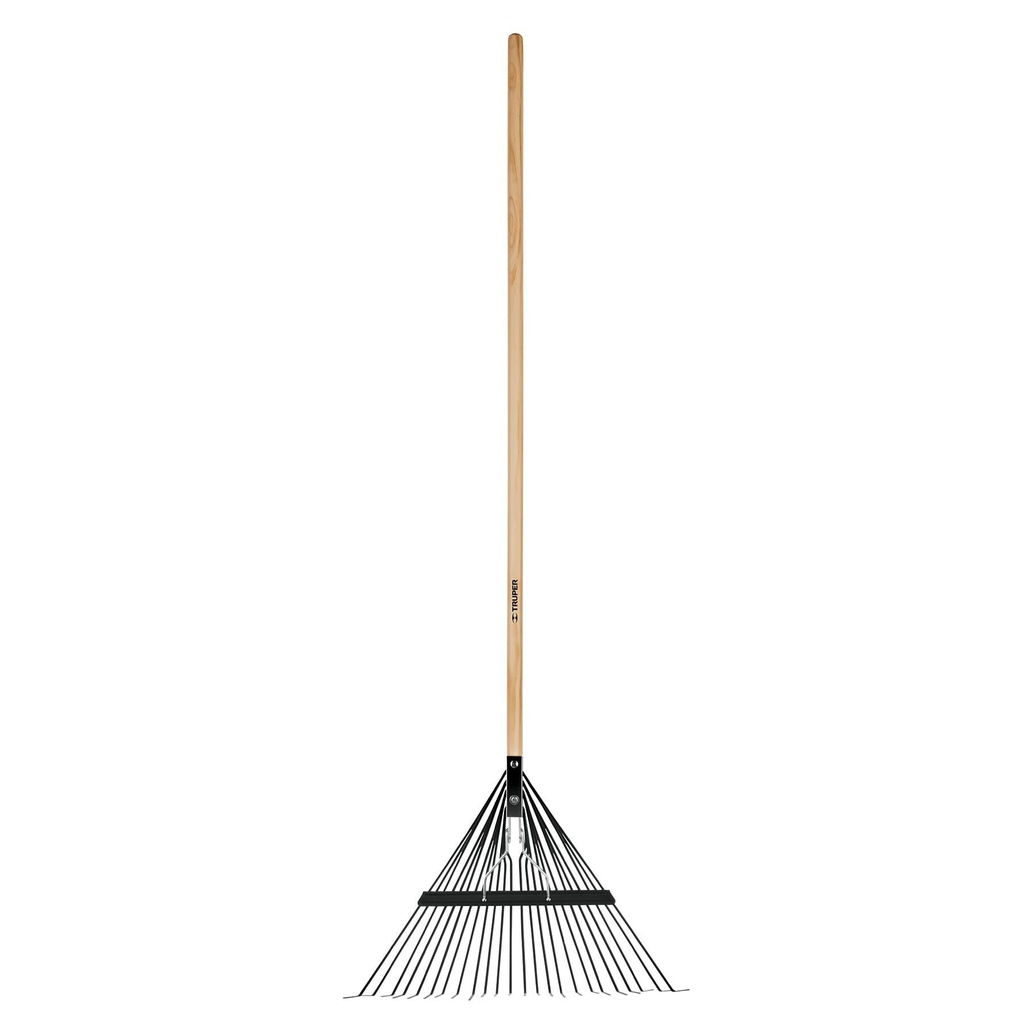 Escoba metalica para jardin, recta, 24 dientes, mango 54'