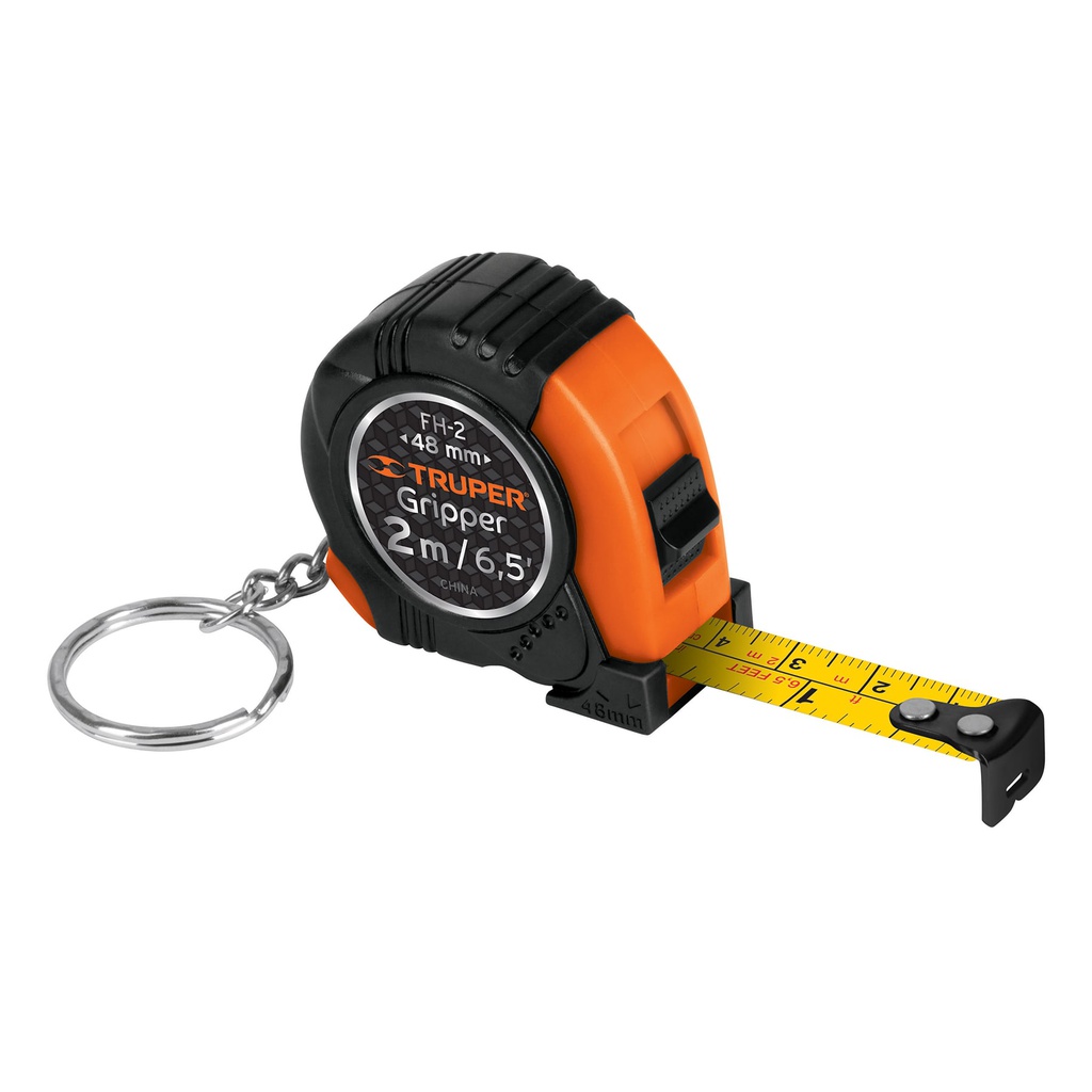 Flexometro Gripper de 2 m tipo llavero, cinta 13 mm, Truper