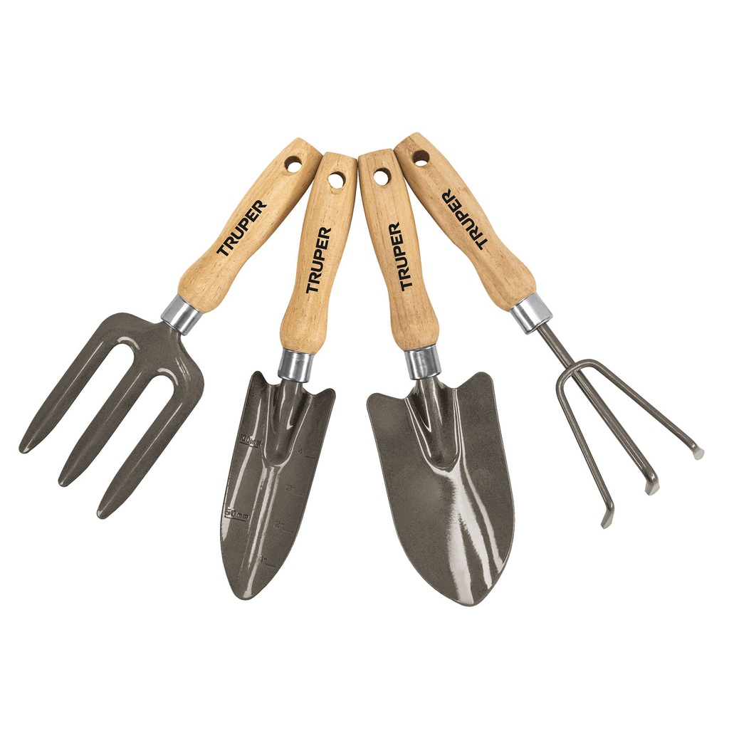 Juego de 4 herramientas, mangos de 6' para jardin, Truper