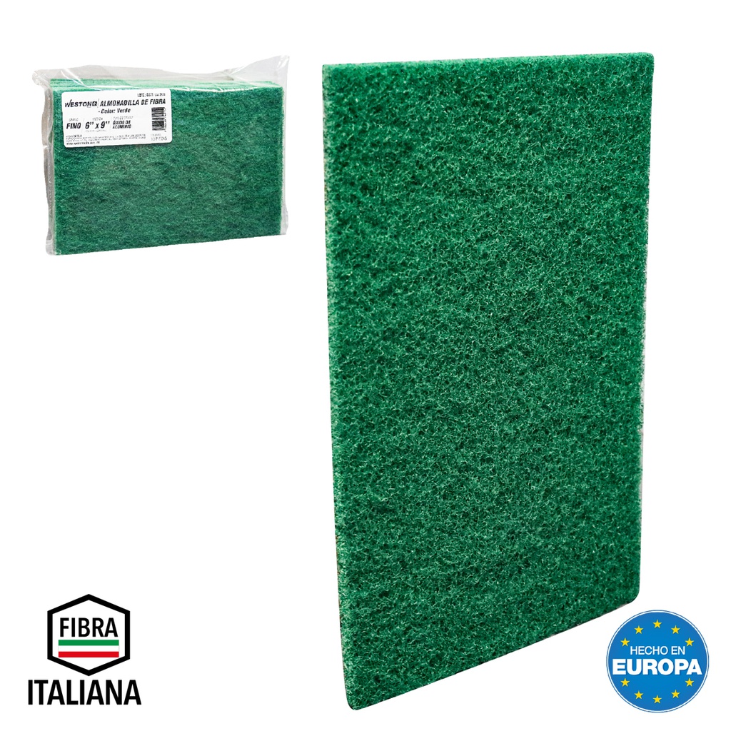 ALMOHADILLA DE FIBRA COLOR VERDE WESTON PLUS 6” X 9” (BOLSA C/10)