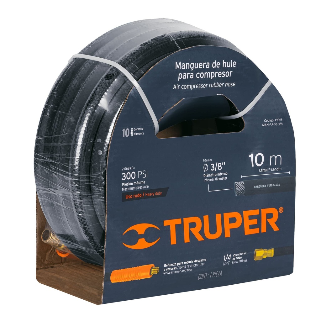 Manguera de hule para compresor, 10 m x 3/8', Truper