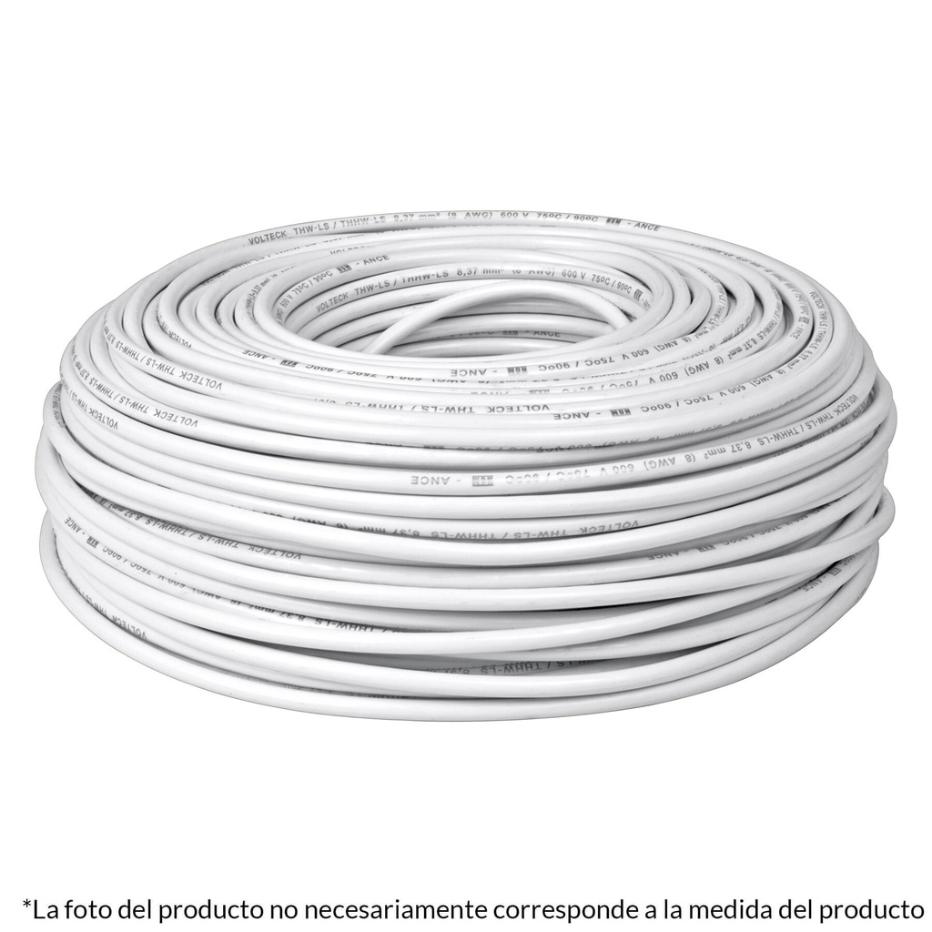 Rollo de 100 metros de cable THW CCA 10 AWG blanco, Basic