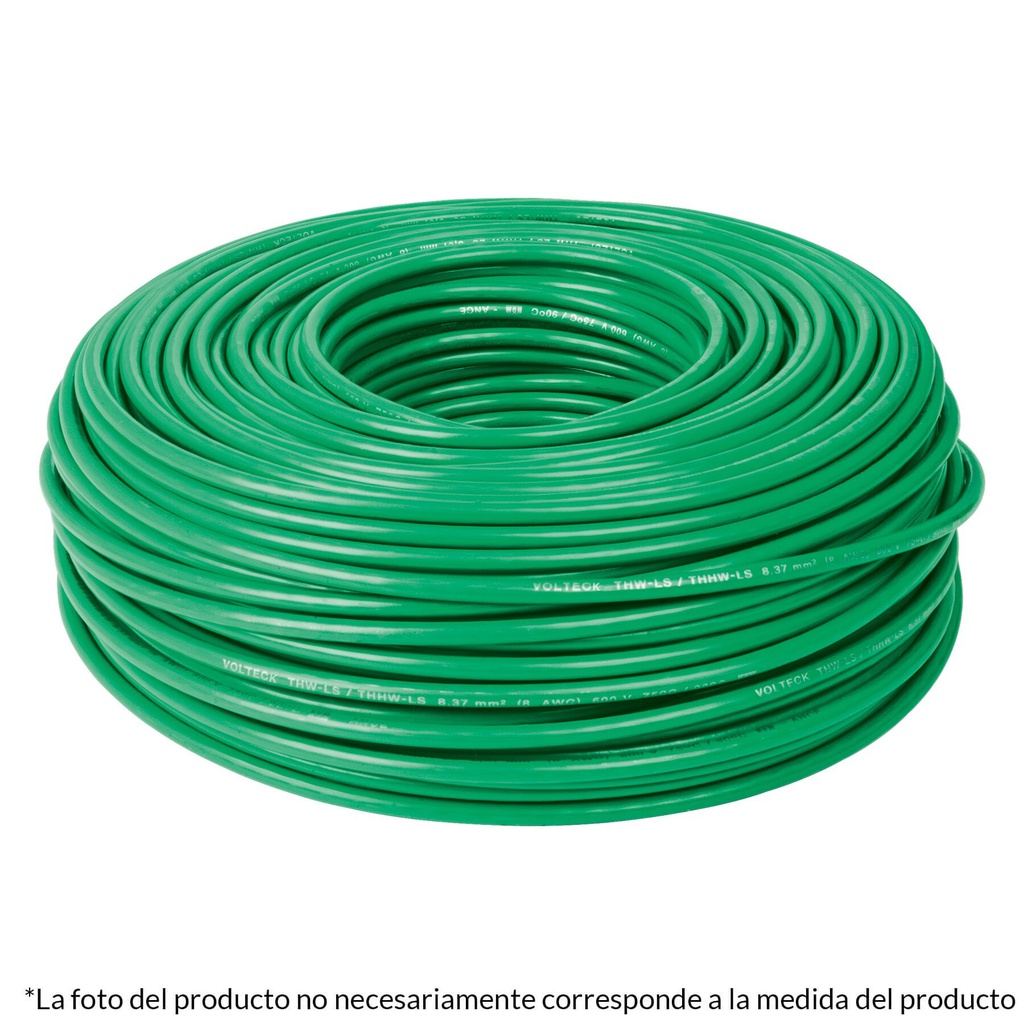 Rollo de 100 metros de cable THW CCA 12 AWG verde, Basic