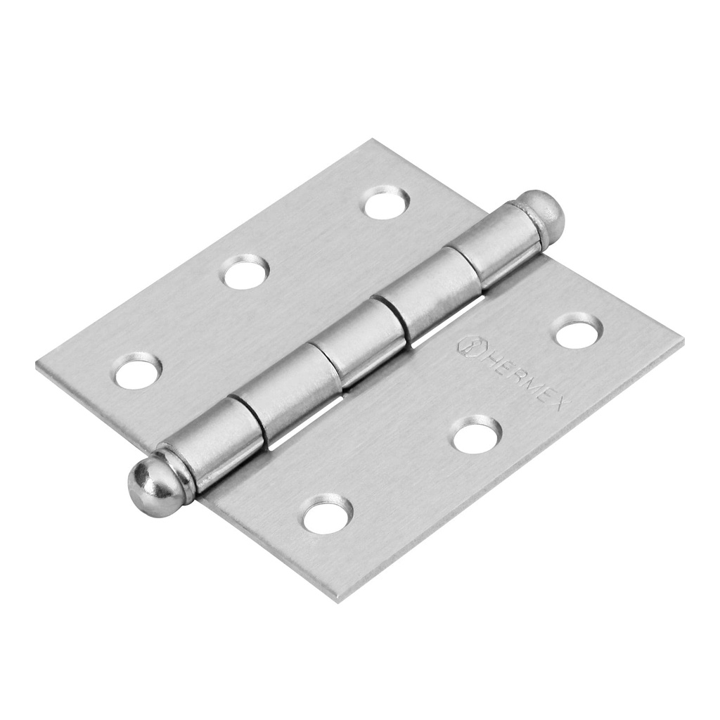 Bisagra cuadrada 2-1/2', cromo mate, cabeza redonda, Hermex