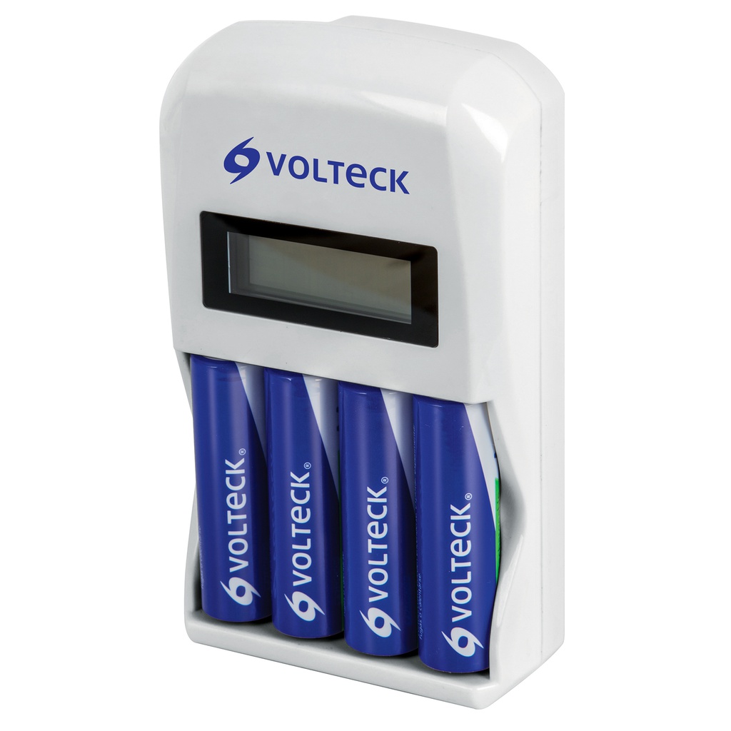 Cargador de pilas, AA, AAA, incluye 4 pilas AA, Volteck