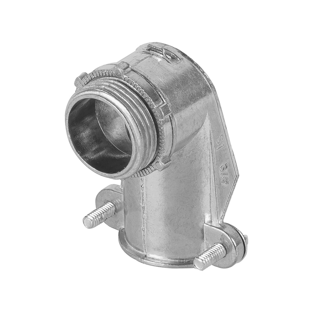 Conector curvo 3/4' para tubo flexible metalico, Volteck