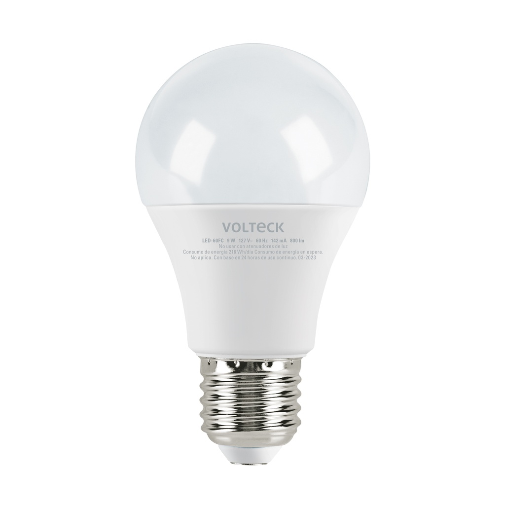 Lampara LED A19 9 W (equiv. 60 W), luz de dia, caja, Volteck