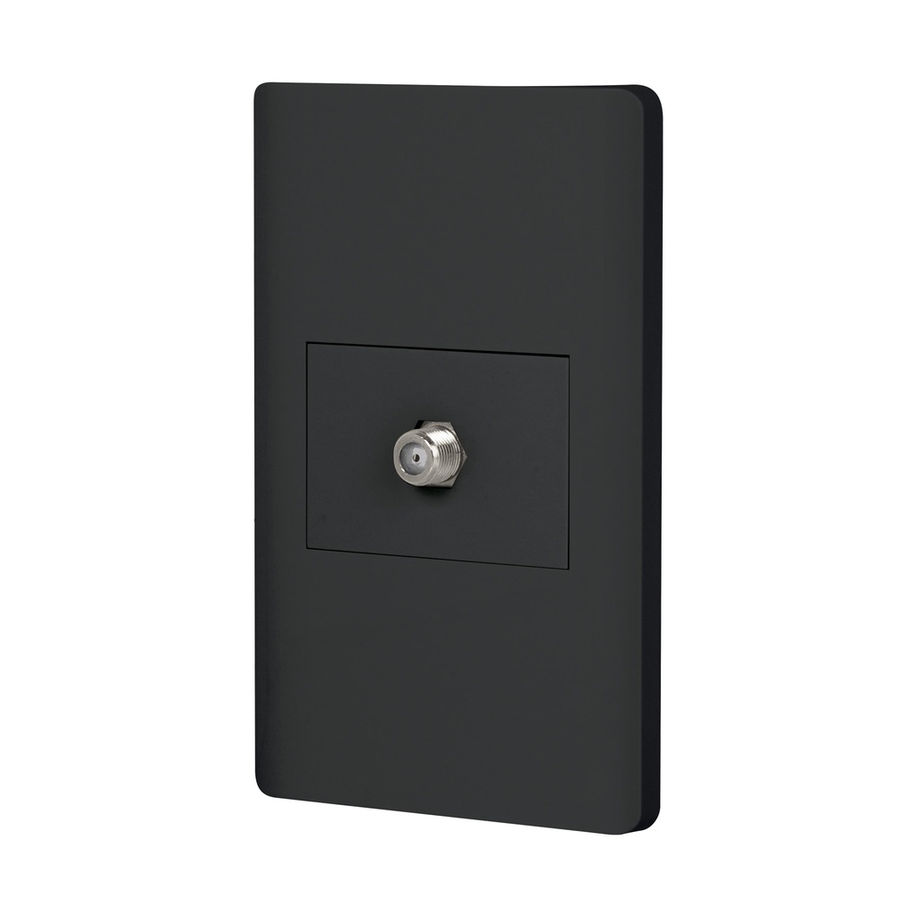 Placa armada negra 1 toma de TV, 1.5 modulos, Lisboa