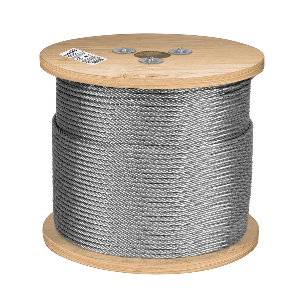 Metro de cable rigido 1/4' de acero 7x7 hilos, 300 m, Fiero